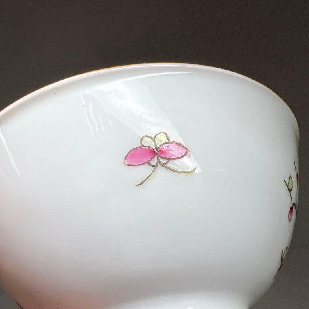 中国清時代　同治年製粉彩　煎茶碗5客　口径約6.5㎝　東Y7-0512②トヒチ