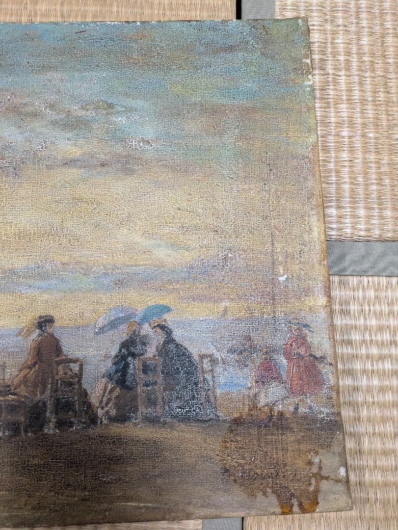 Luis Eugene Boudin 油彩画 海辺の風景