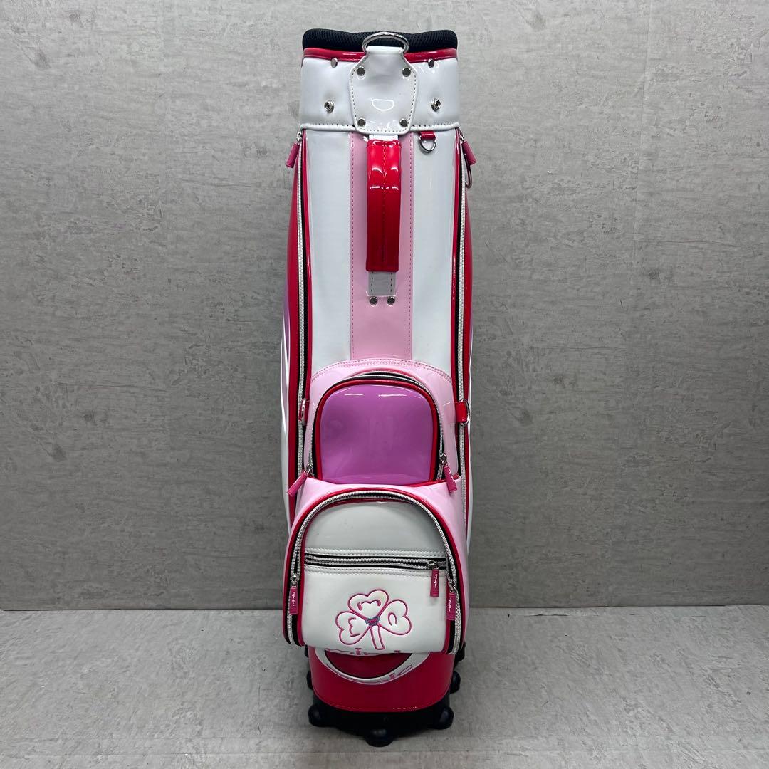 キャスター付き　mimic レディースゴルフ　キャディバッグ　ピンク　ホワイト