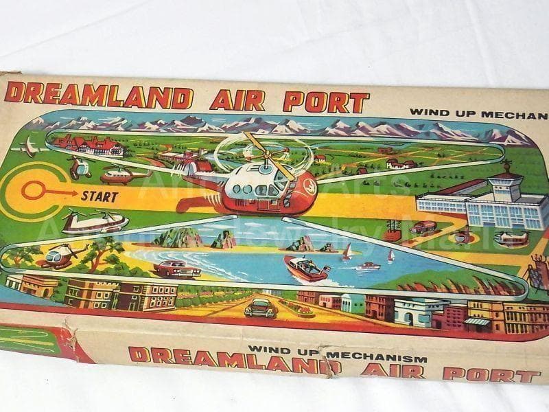ブリキの飛行機が走る ドリームランド エアポート １９６０年代　日本製　箱付き