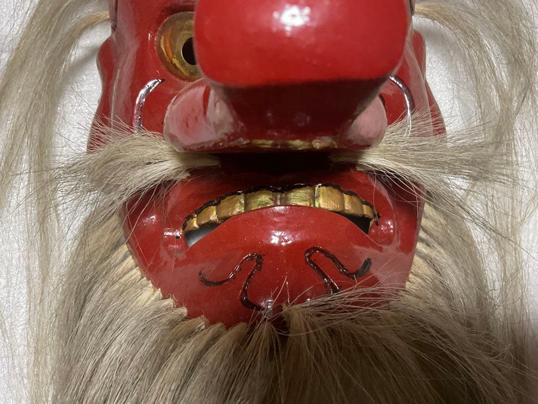 岡山神楽面／備前神楽・木面。【地元の有名な彫り師の作品となっています】。