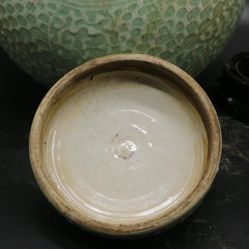 民窯開片影清茶筒 景徳鎮 陶磁器 装飾品 工芸品美術品 置物