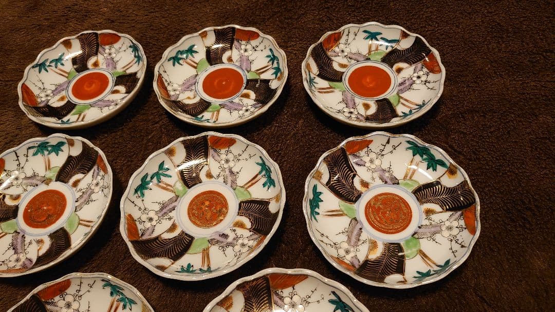 古伊万里　伊万里　色絵　金襴手　豆皿　８客
