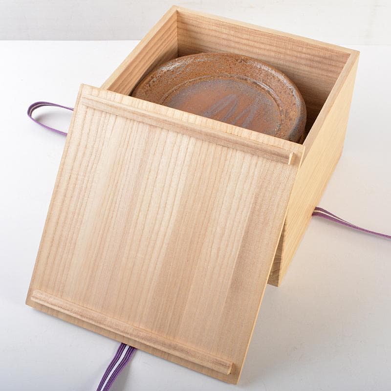 和食器　備前焼　稲荷作　たたき　丸皿　六客　共箱　M　R7178