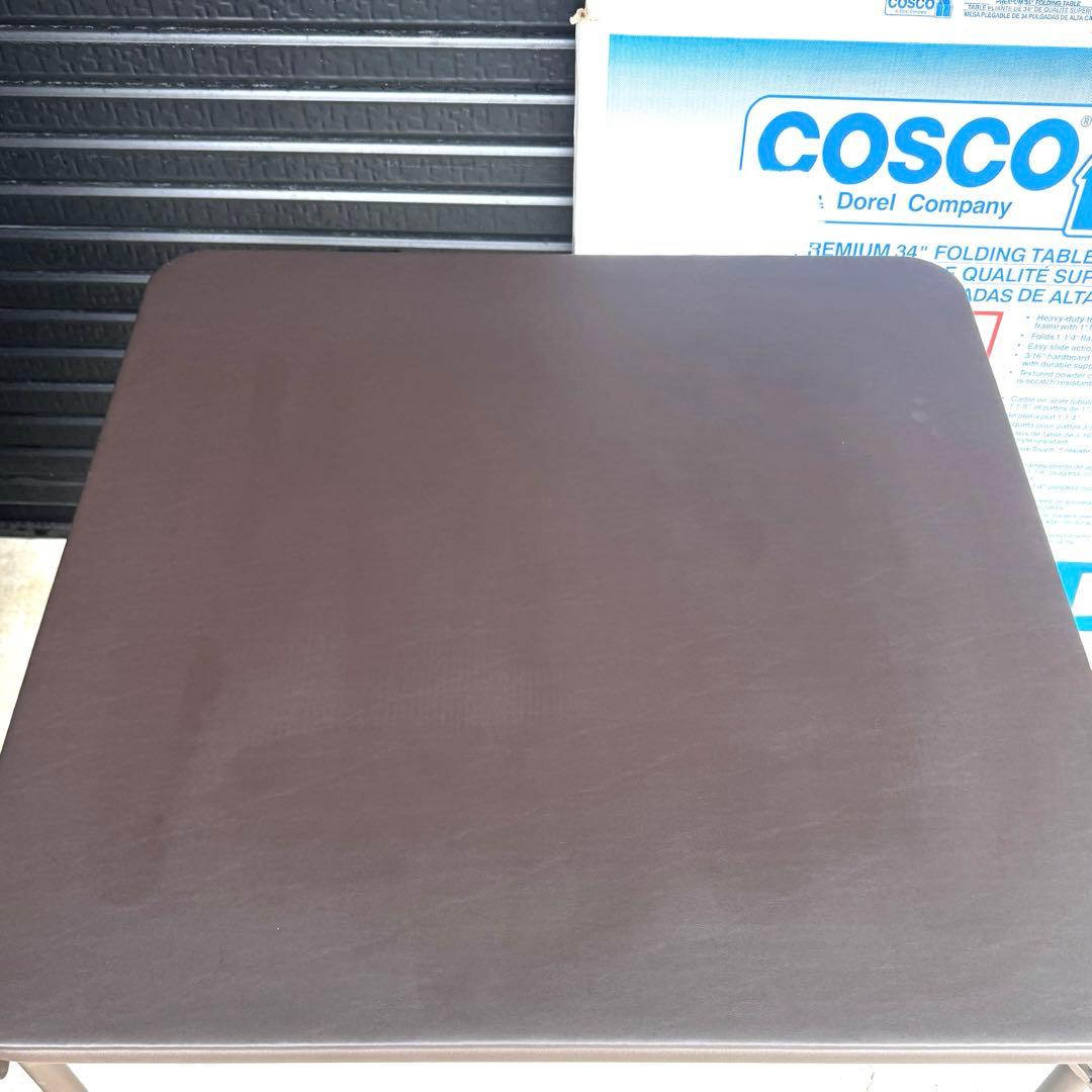 【美品】Cosco ブラウン 正方形 折りたたみテーブル 34インチ