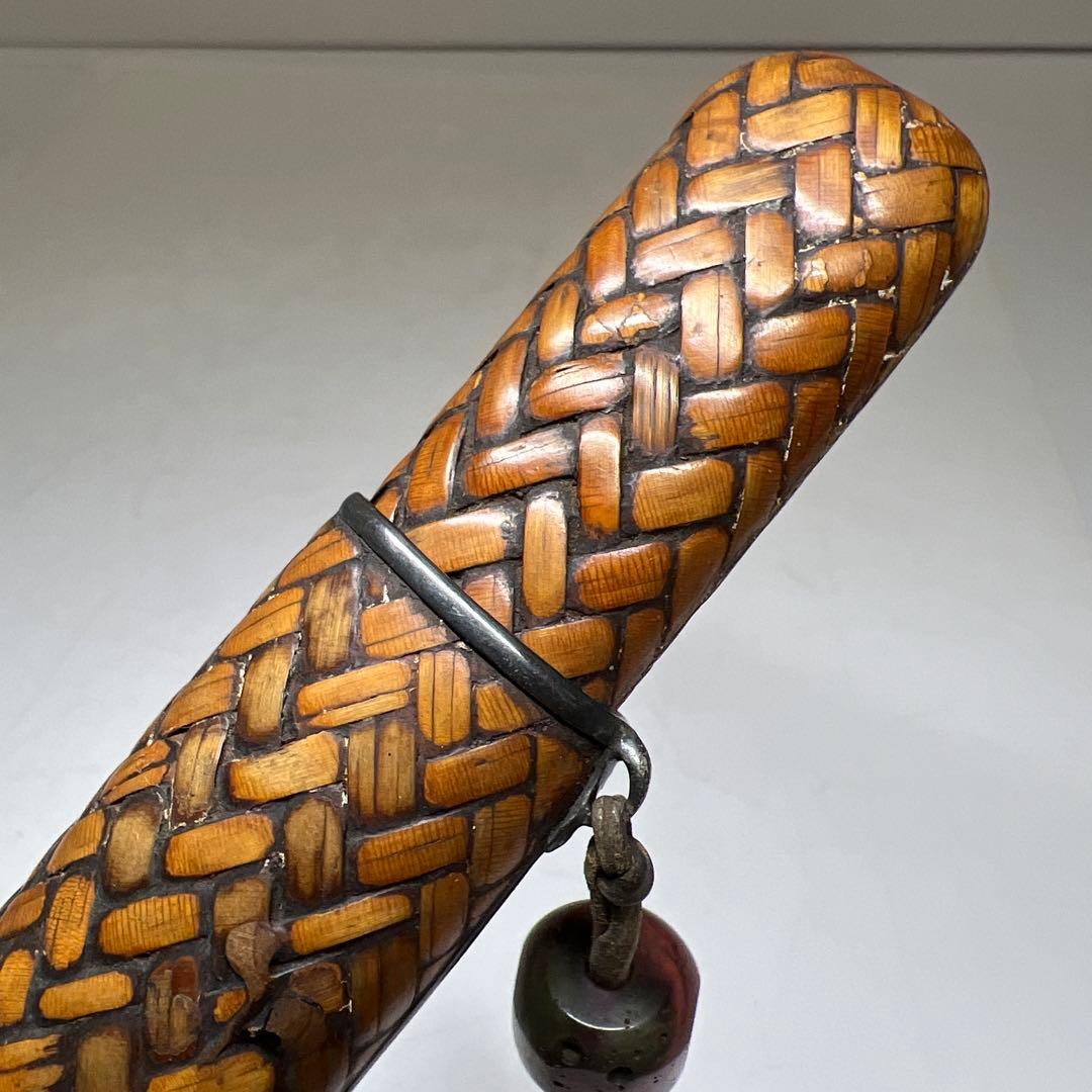 江戸時代　在銘網代煙管筒　43g 東Y8-0203②