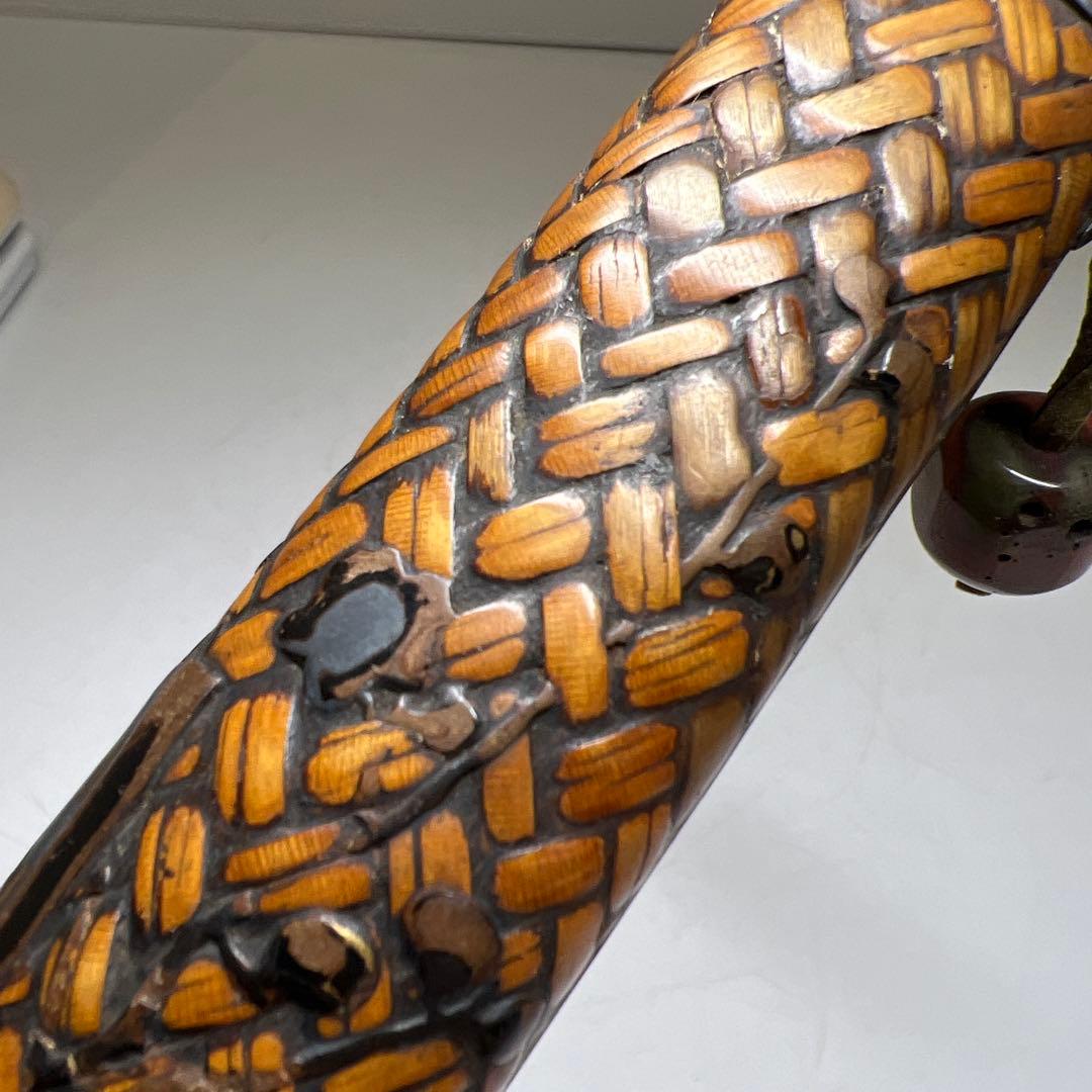 江戸時代　在銘網代煙管筒　43g 東Y8-0203②