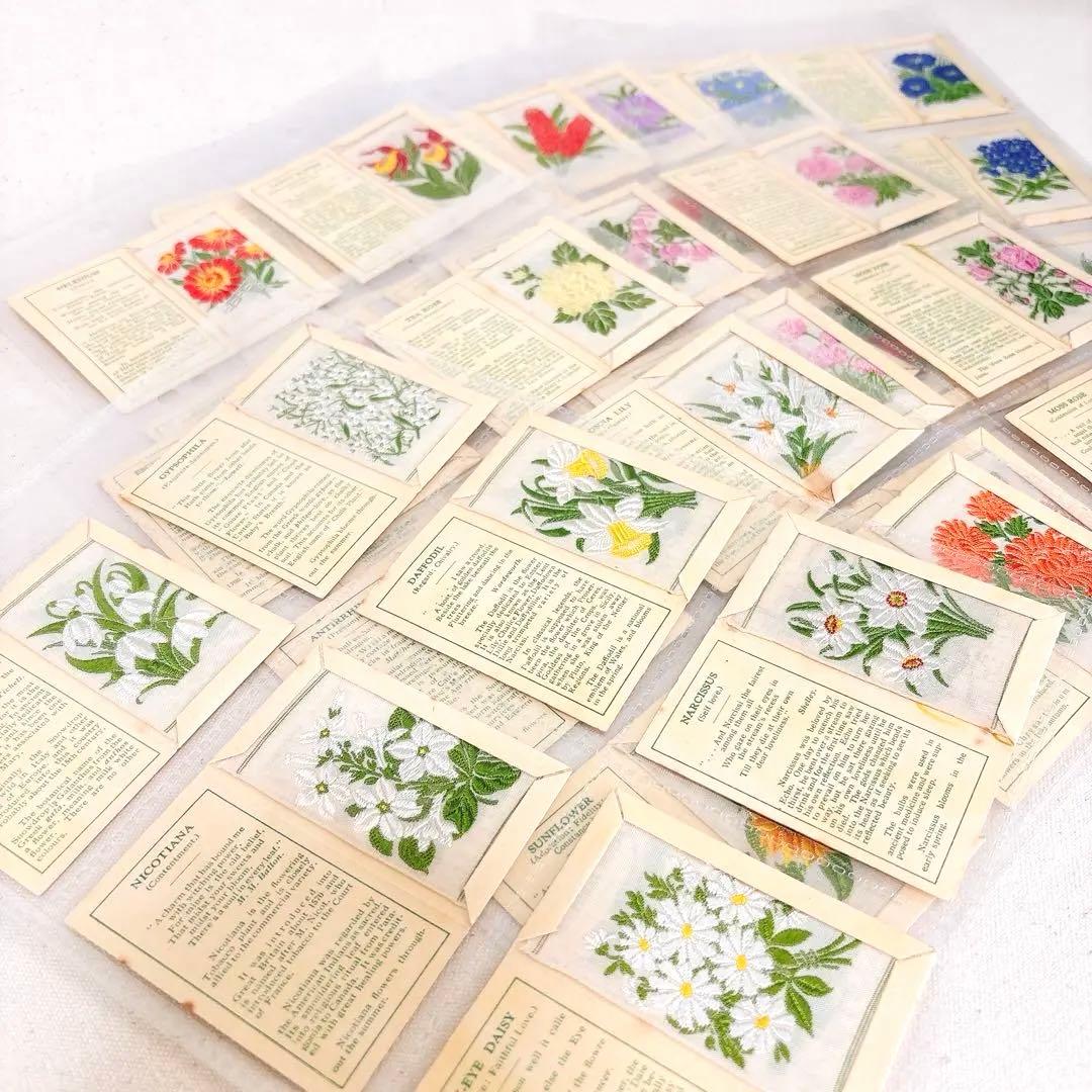 【Bセット】花の刺繍　シガレットカード　Sサイズ 48枚セット