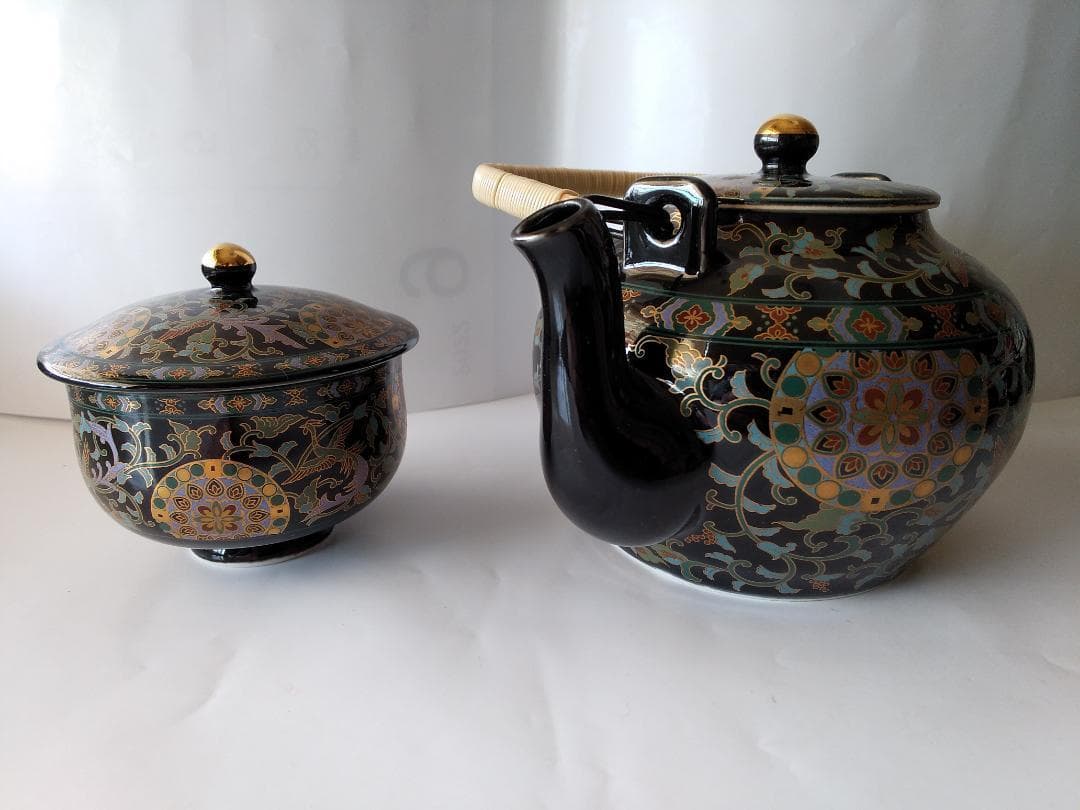 青藍窯 セラミック藍 正倉院 瑞鳥 汲出茶器 6点セット 新品 未使用 です。