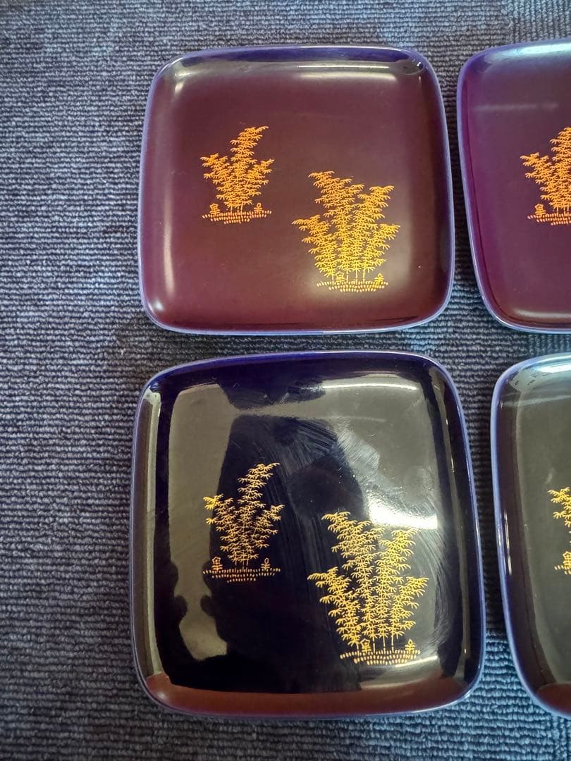 2034 深川製磁　方皿4客　丸皿3客　金彩