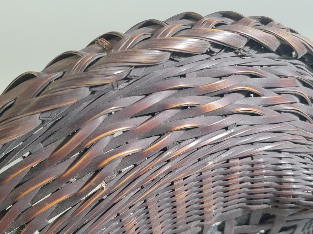 茶道具 竹籠 炭斗 時代物 DT707