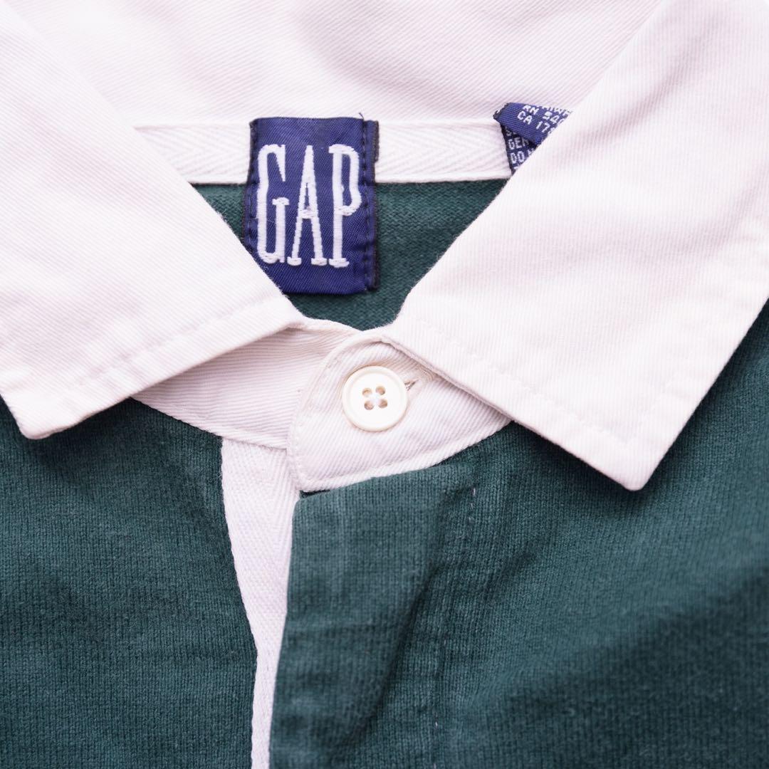 90s オールド GAP ラガーシャツ ボーダー マルチカラー 紺 古着 XL