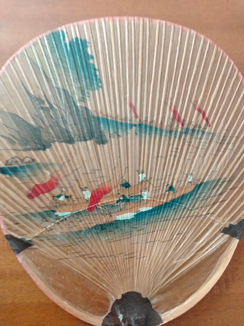 みずうちわ　4枚　鵜飼の絵柄