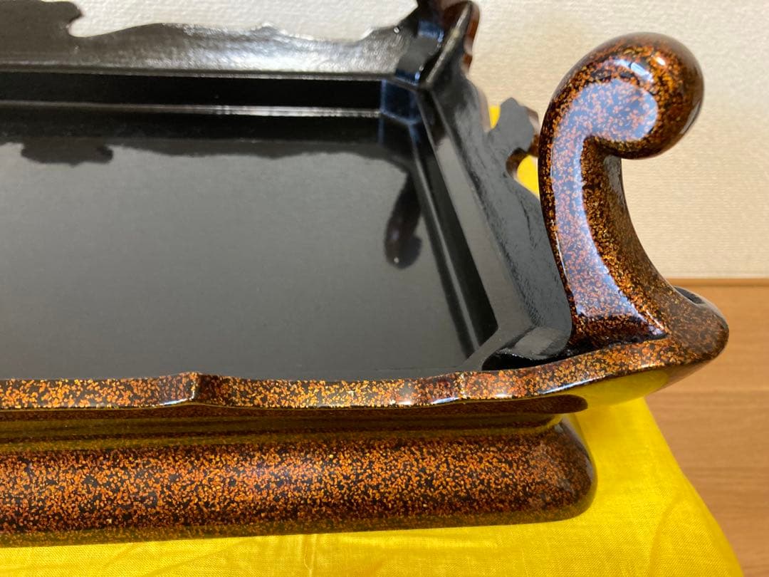 輪島塗 梨地花台 四足 共箱付き