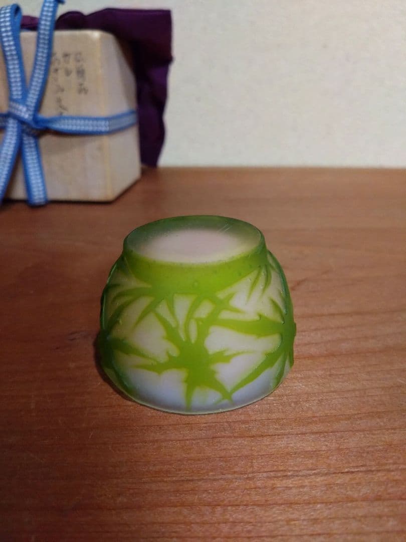 ガレ 被せガラス 羊歯紋盃