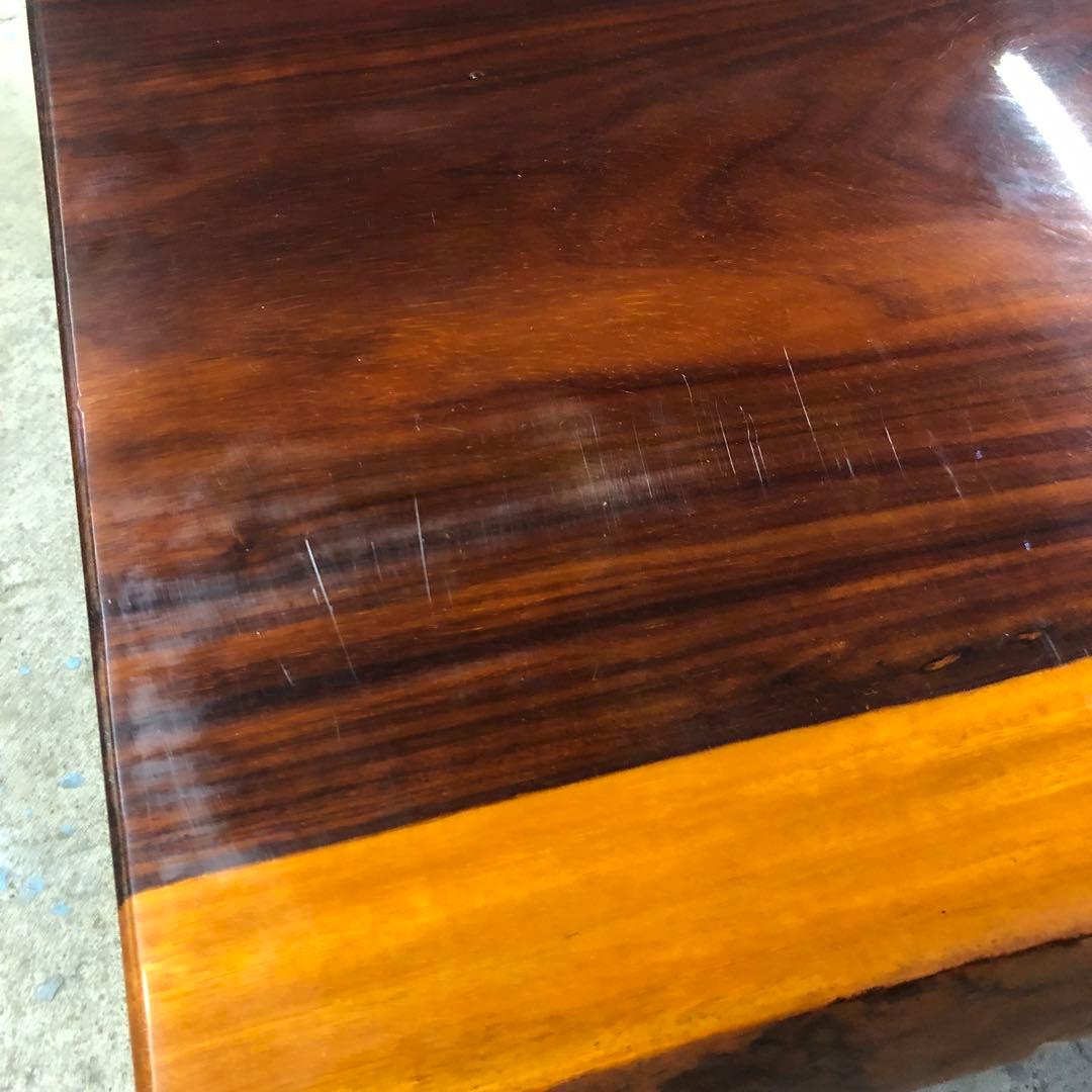 紅紫檀 無垢材一枚板の座卓 板厚55mm 輸入規制の希少木材 希少な耳付き