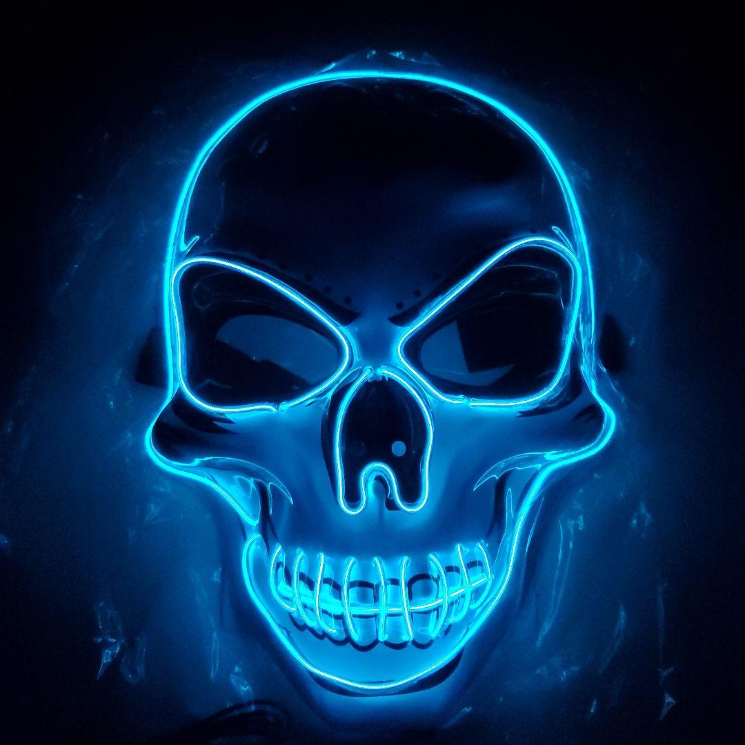 【LED】スカルマスク！全8種類 ボタンを押すだけで３段階に発光致します！