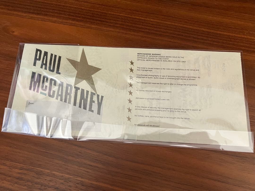 ポール・マッカートニー 1991年コンサートチケット サイン入り Beatles