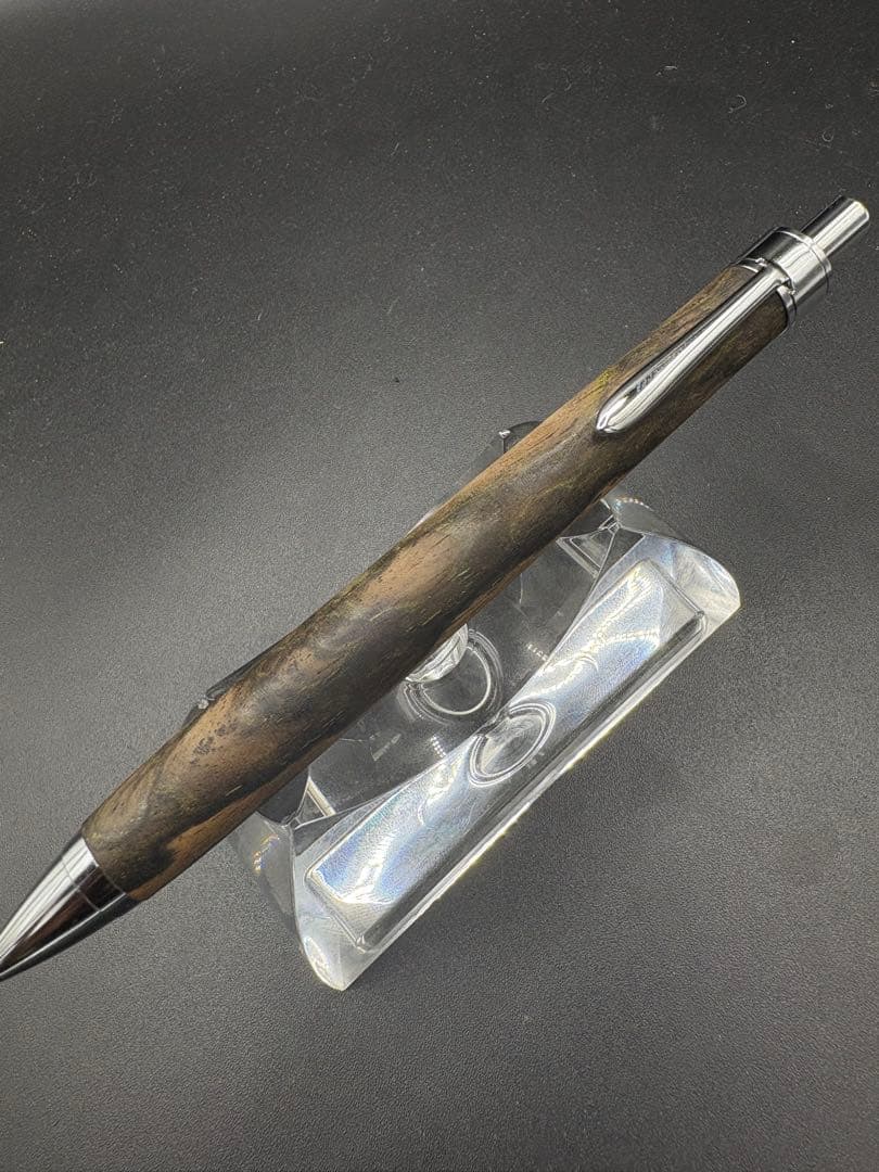 519 黒柿　孔雀杢　木軸シャーペン　ボールペン　細軸