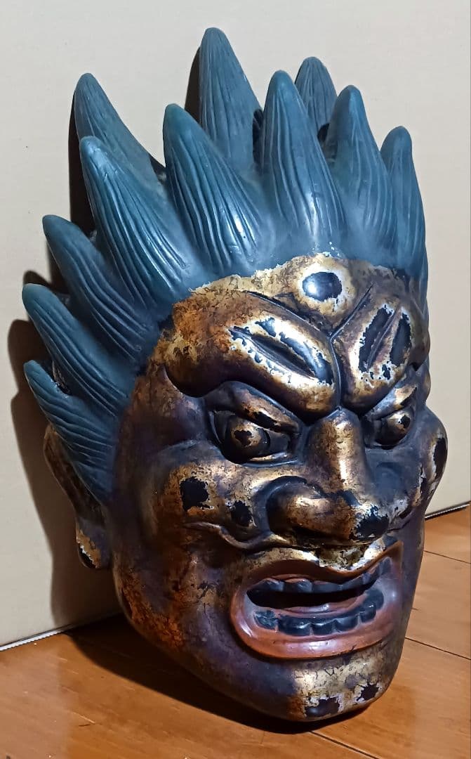 乾漆神楽面 薬師十二神将 代折羅大将 模国宝 ばさら面 壁掛け型 夜叉王