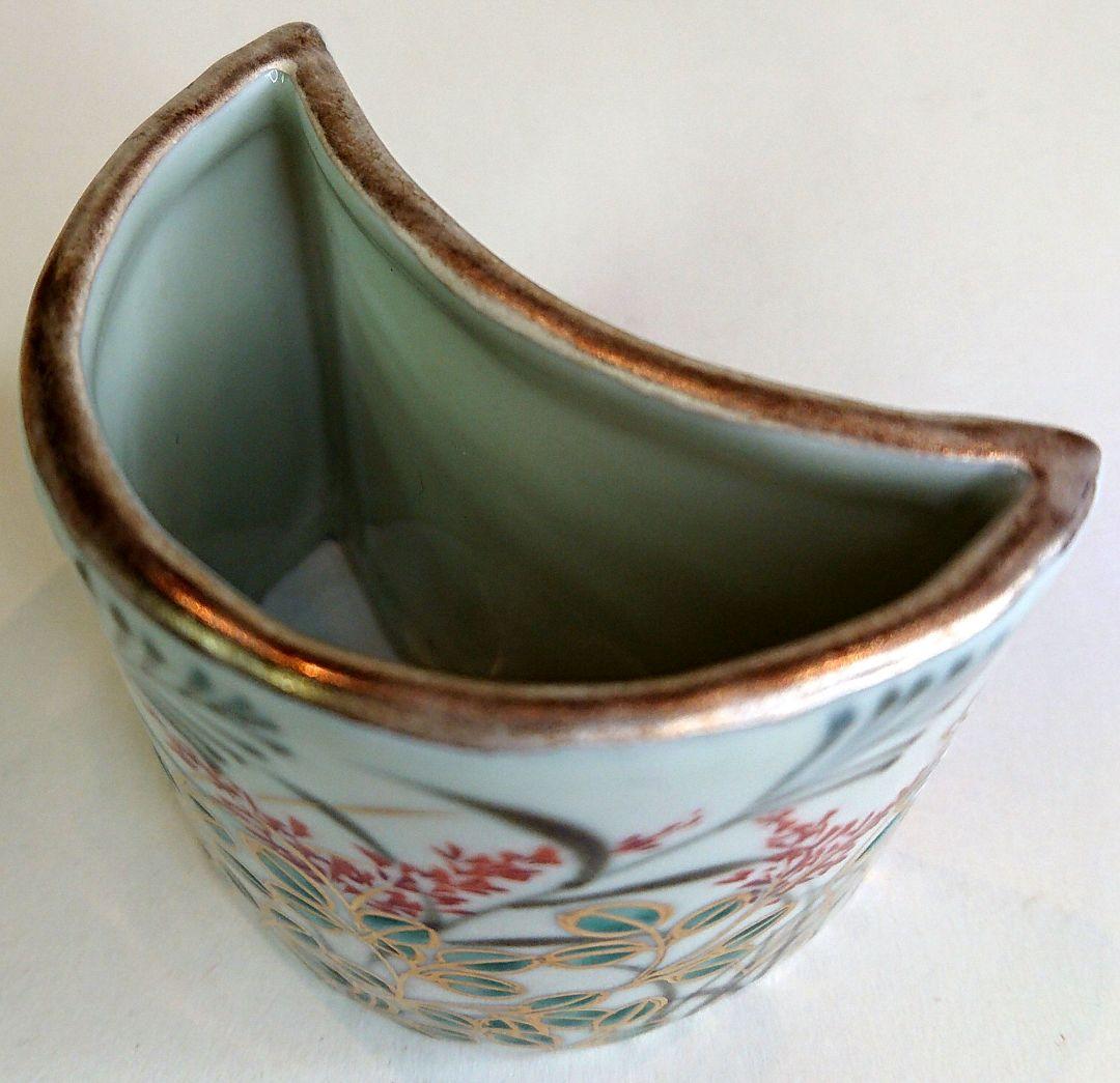 【茶道具】秋草絵 三日月蓋置