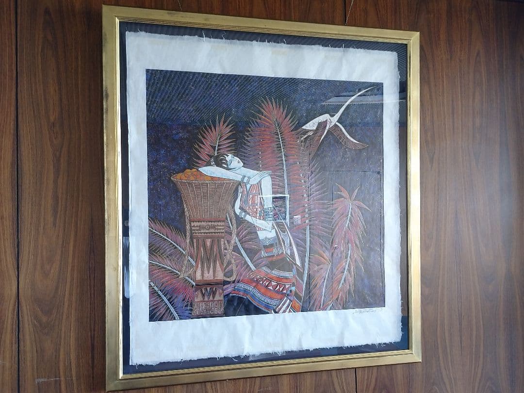 丁紹光(ティンシャオクァン) 版画 「パープルドリーム」 サイン付 箱あり