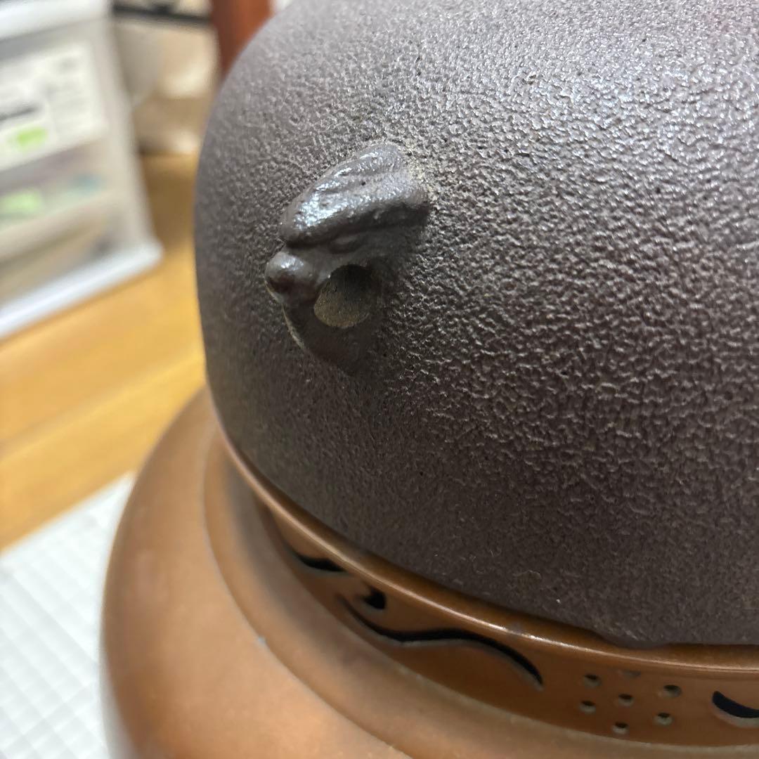 唐銅 鬼面風炉 茶道具　茶釜