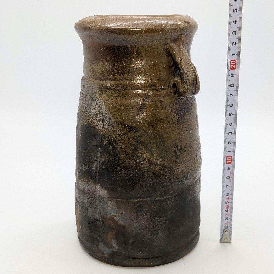 伝統工芸士 乗松俊行 備前焼 耳付矢筈口花入 花瓶 花器 フラワーベース 置物