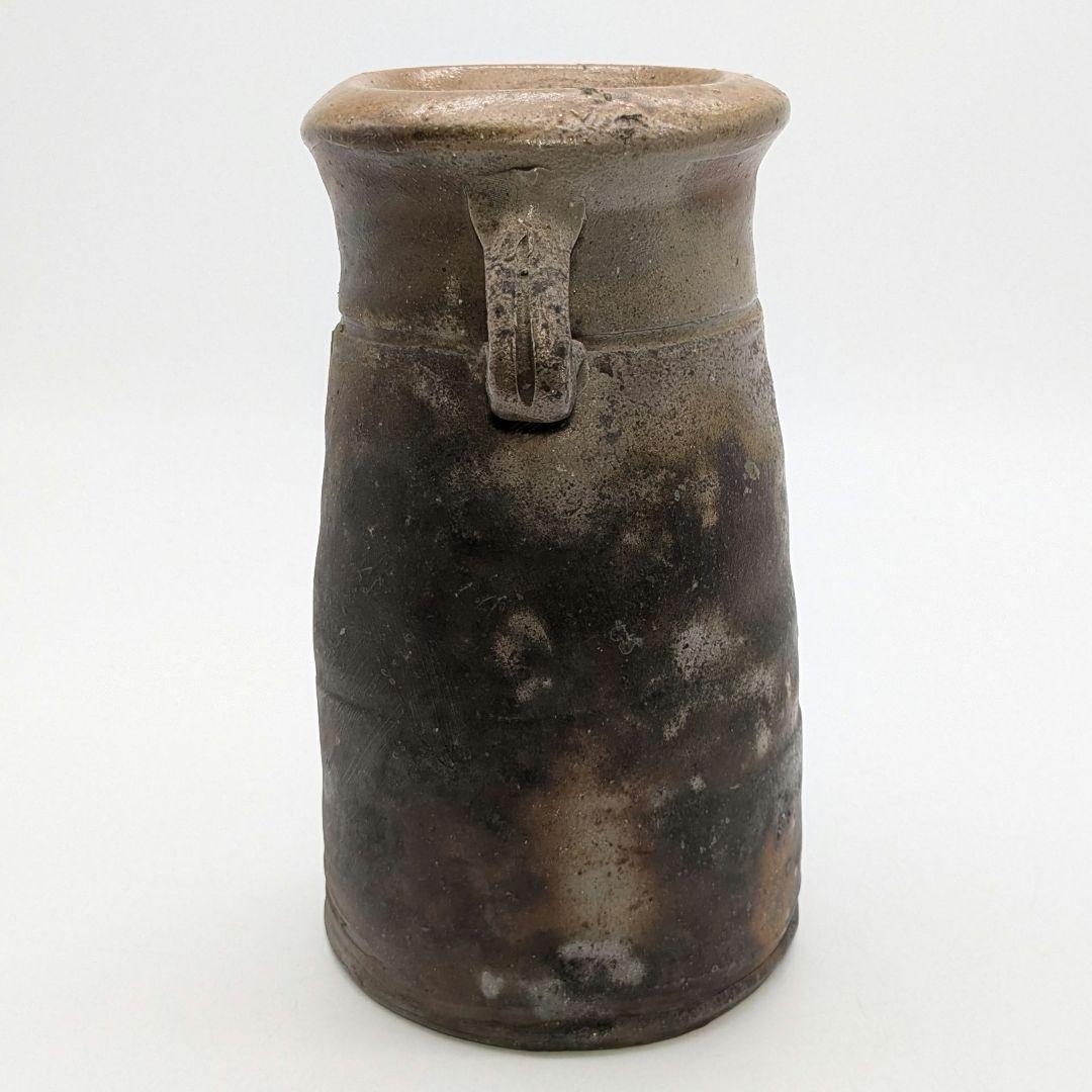 伝統工芸士 乗松俊行 備前焼 耳付矢筈口花入 花瓶 花器 フラワーベース 置物