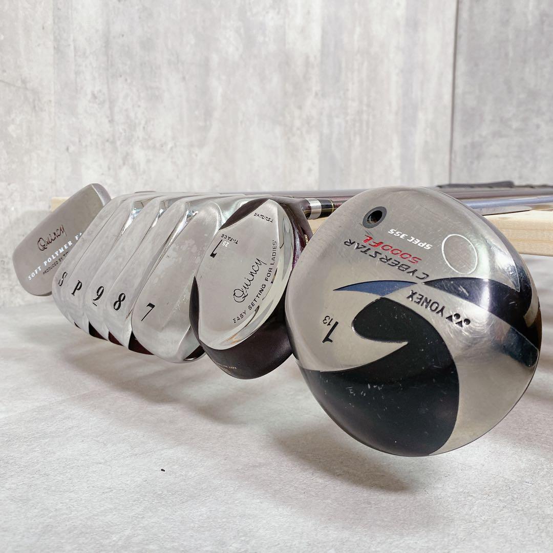 T153 Quincy 他 ゴルフクラブ レディース セット 赤 初心者 練習