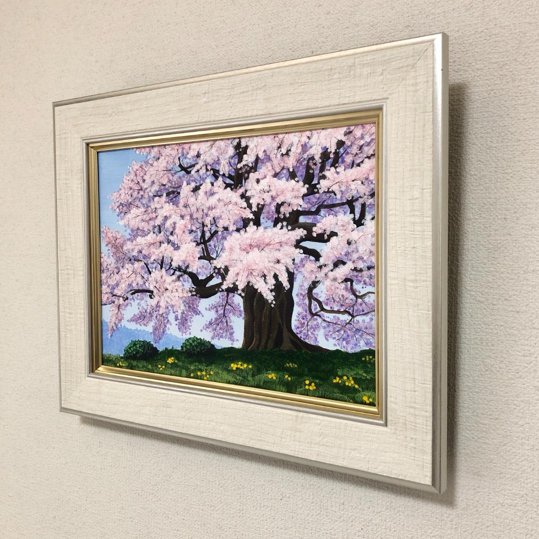 アクリル画　原画　「醍醐の桜04」額縁付　F4サイズ　キャンバス　風景画