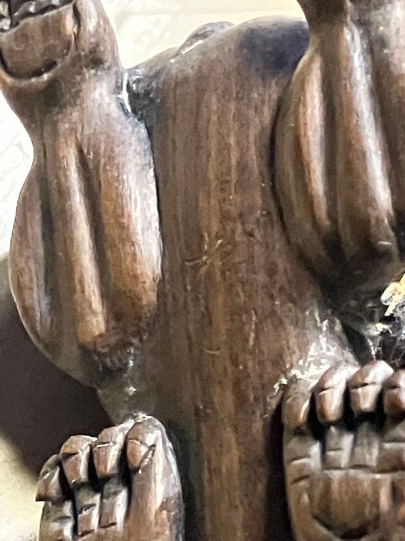 根付け　作者不明　刻印あり　獅子型　彫刻 約10cm