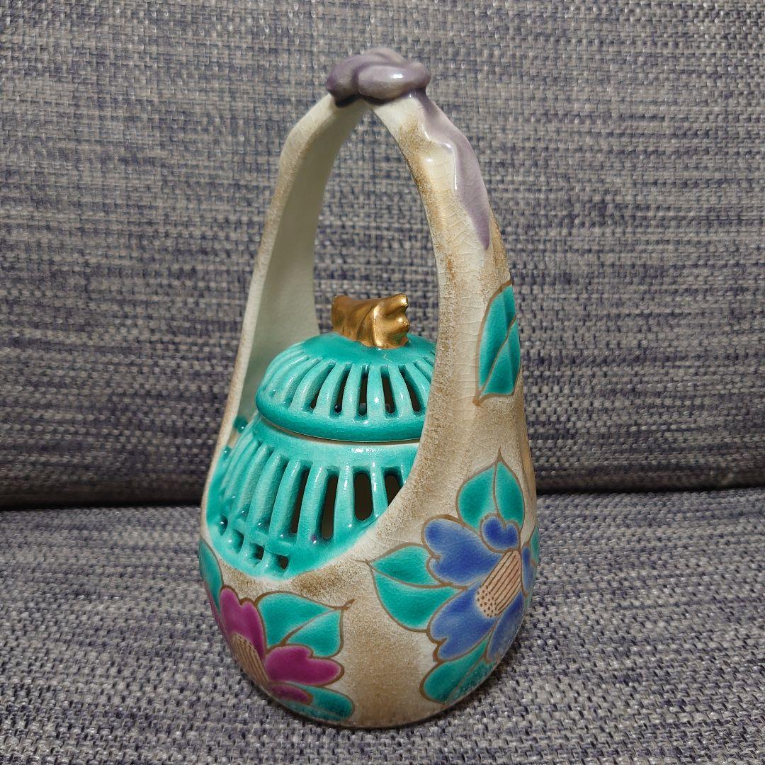 京焼　香炉　金彩の装飾　金粉椿