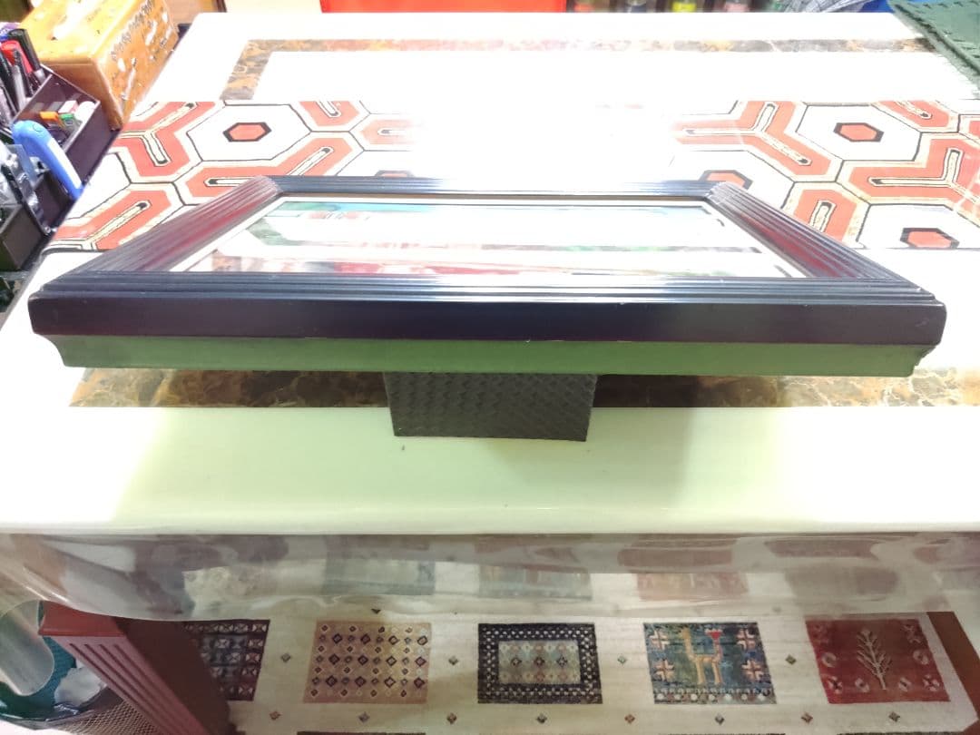 寺内萬治郎　油彩画　「鉄道」　真贋不明　かわいい風景画　良い感じの額装