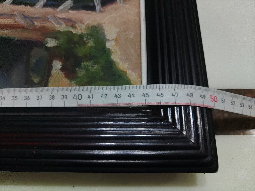 寺内萬治郎　油彩画　「鉄道」　真贋不明　かわいい風景画　良い感じの額装