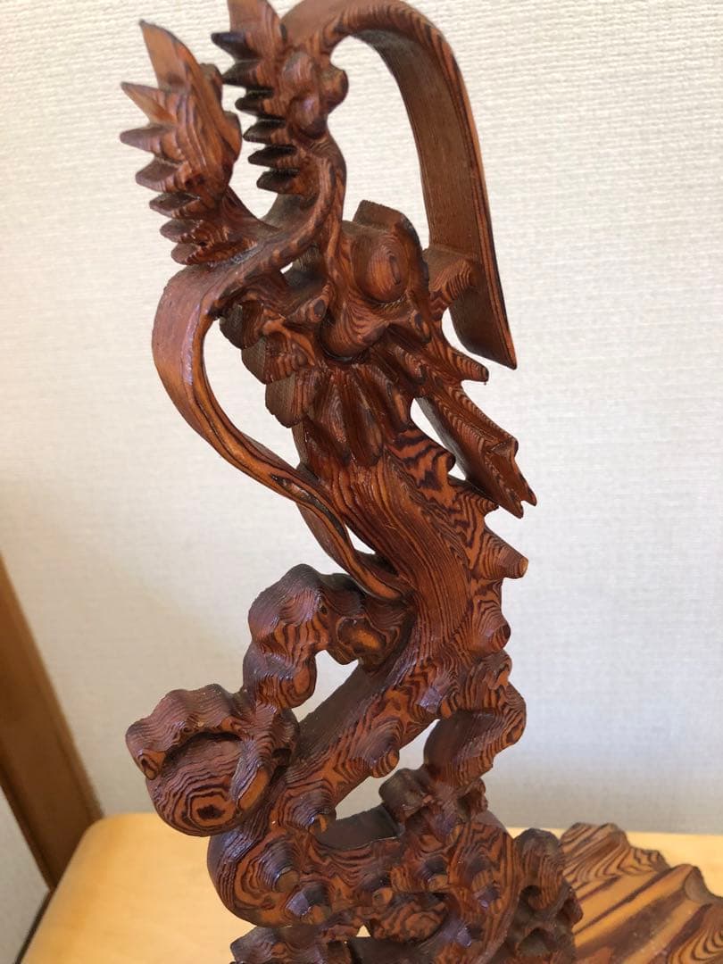 昇龍　置物　木製木彫り　彫刻　オブジェ　屋久杉？