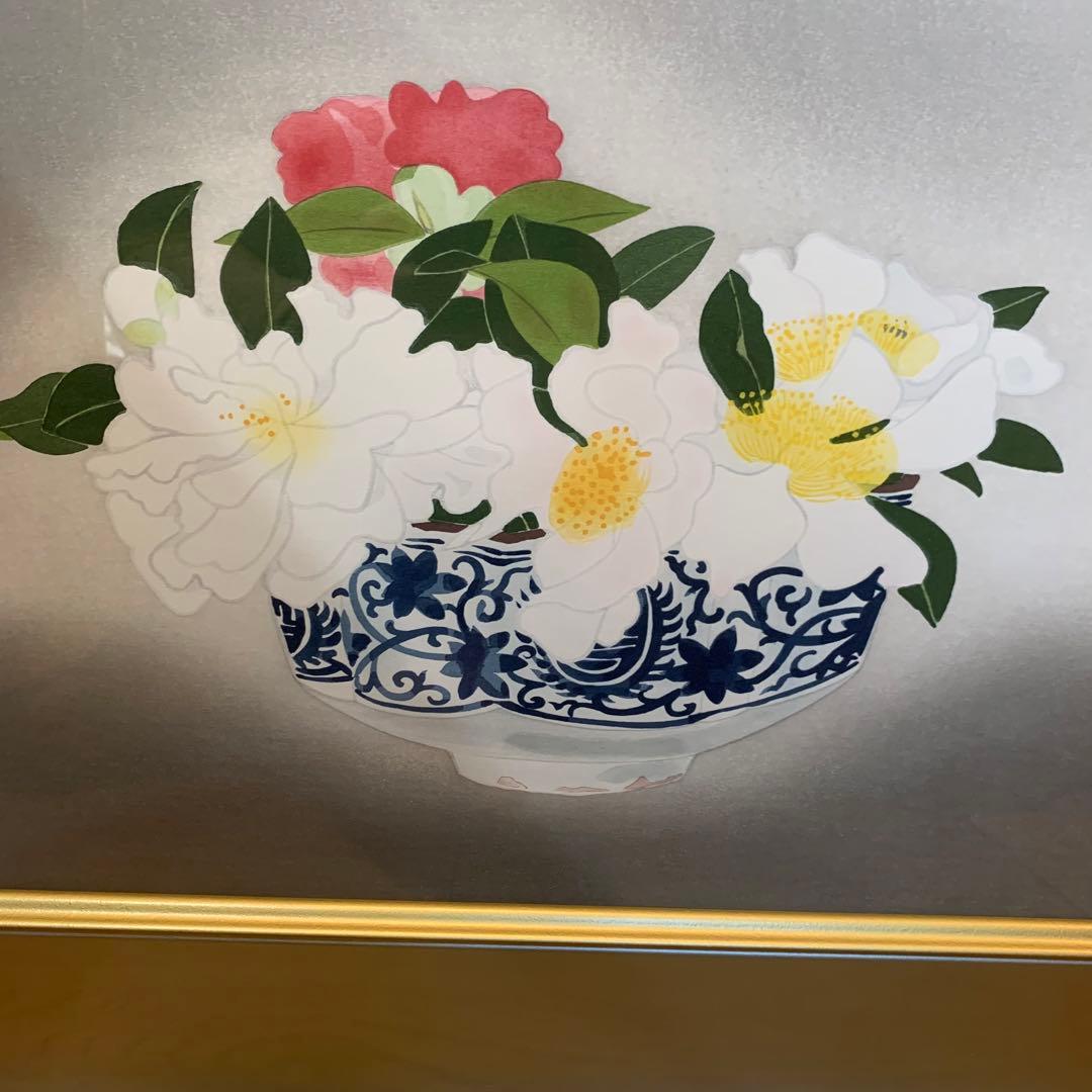 極美品✨未使用　小倉遊亀　山茶花　木版画 複製原画　エディション　144/250