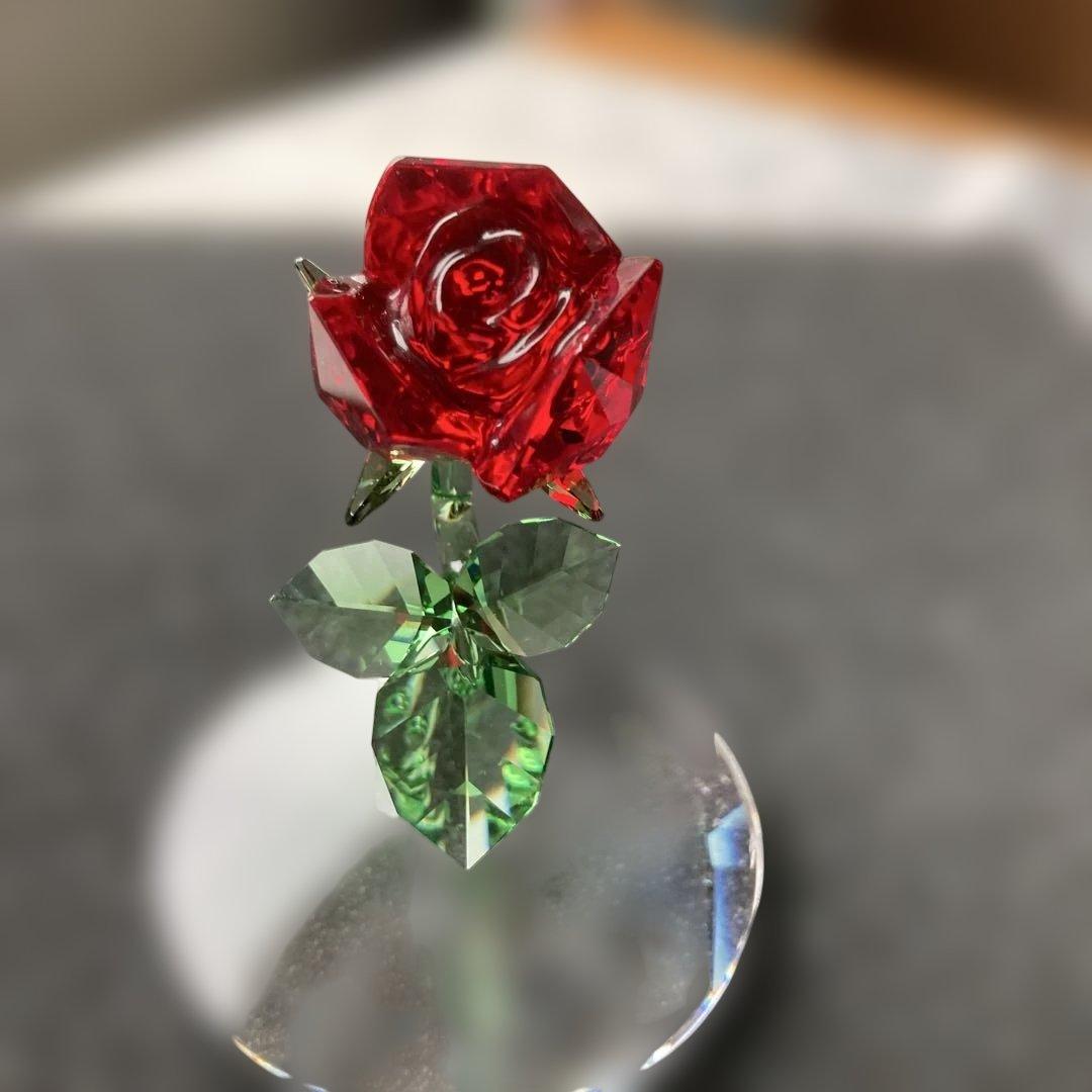 スワロフスキー　美女と野獣　薔薇　クリスタル　オブジェ