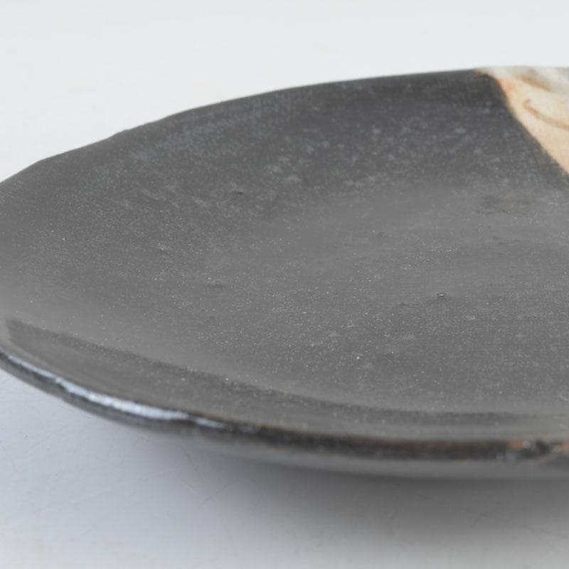 和食器　織部焼　竹里庵　葵窯　加藤春二作　草文皿　十客　共箱　V　9735