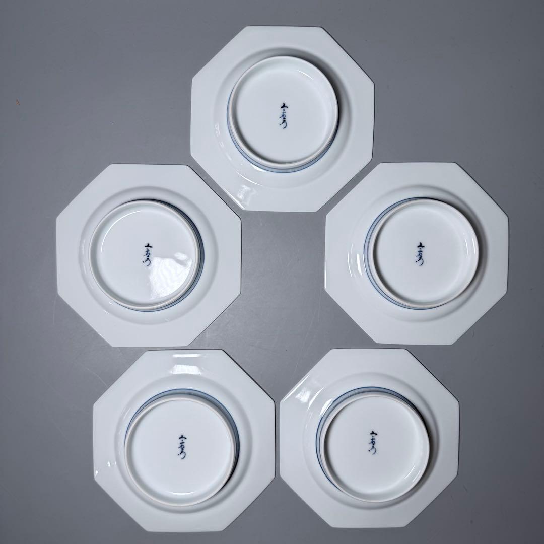 人間国宝　十三代　今泉今右衛門　高級ライン　色鍋島獅子牡丹高台皿　五点揃い　共箱