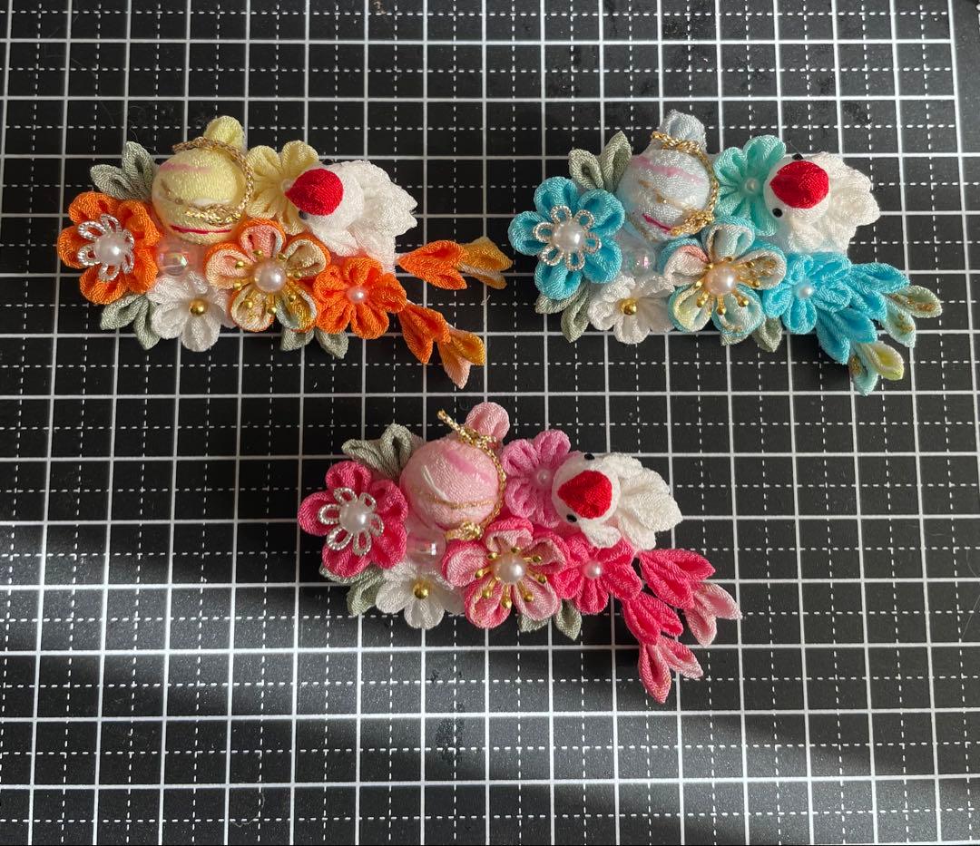 たな　犬用髪飾りバレッタ　つまみ細工