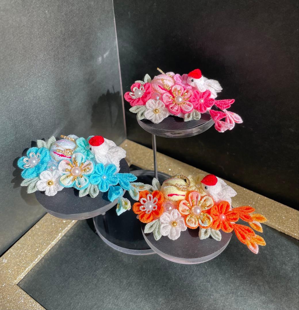 たな　犬用髪飾りバレッタ　つまみ細工