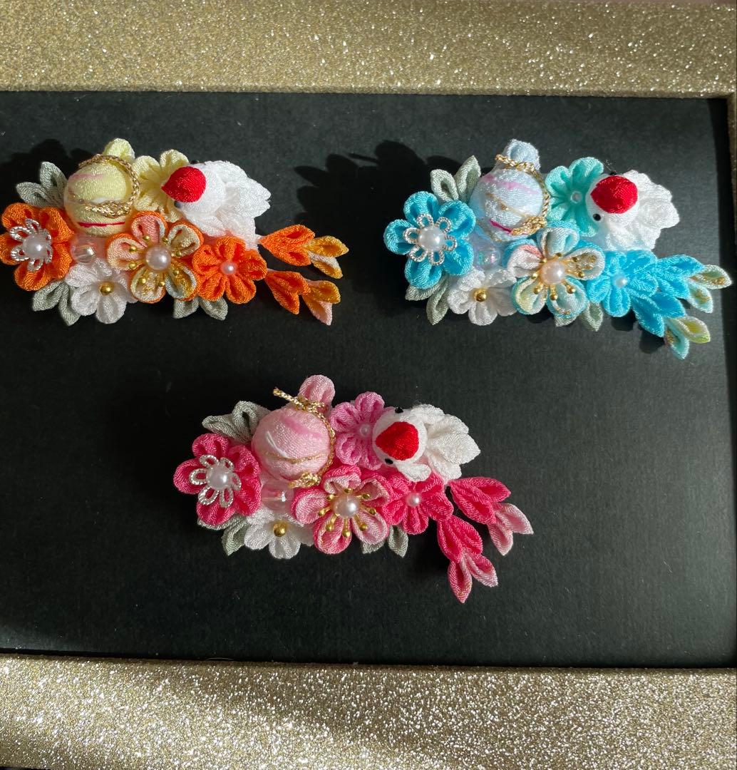 たな　犬用髪飾りバレッタ　つまみ細工