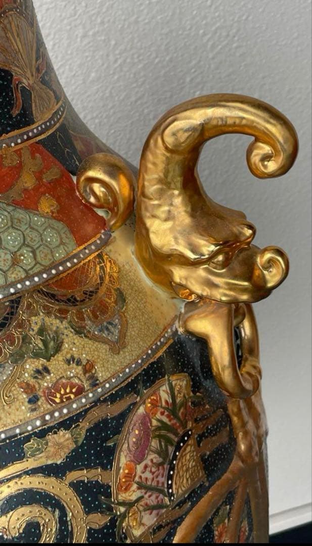 大きな薩摩焼の宮廷床花瓶 , 新年 セール‼️