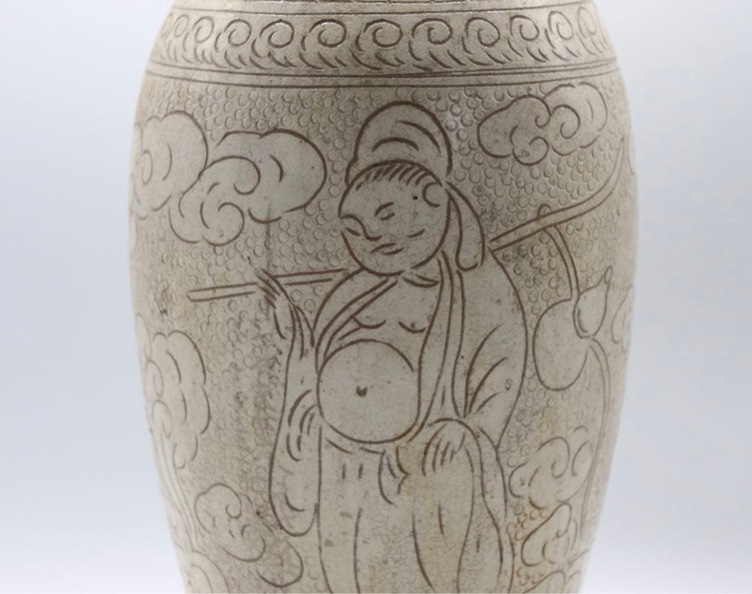 中国　磁州窯　人物紋瓶　送料込み0725