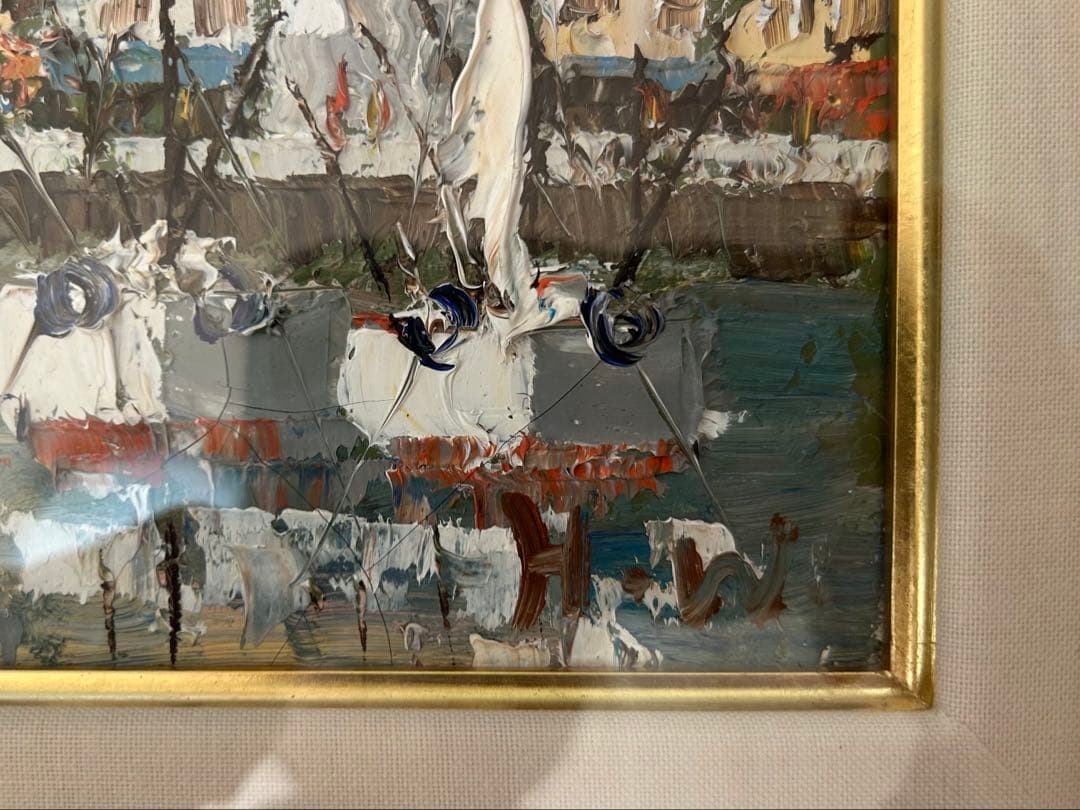 渡部ひでき　「オンフルール」 油彩画 　F8号　（油絵、風景画、ヨーロッパ）