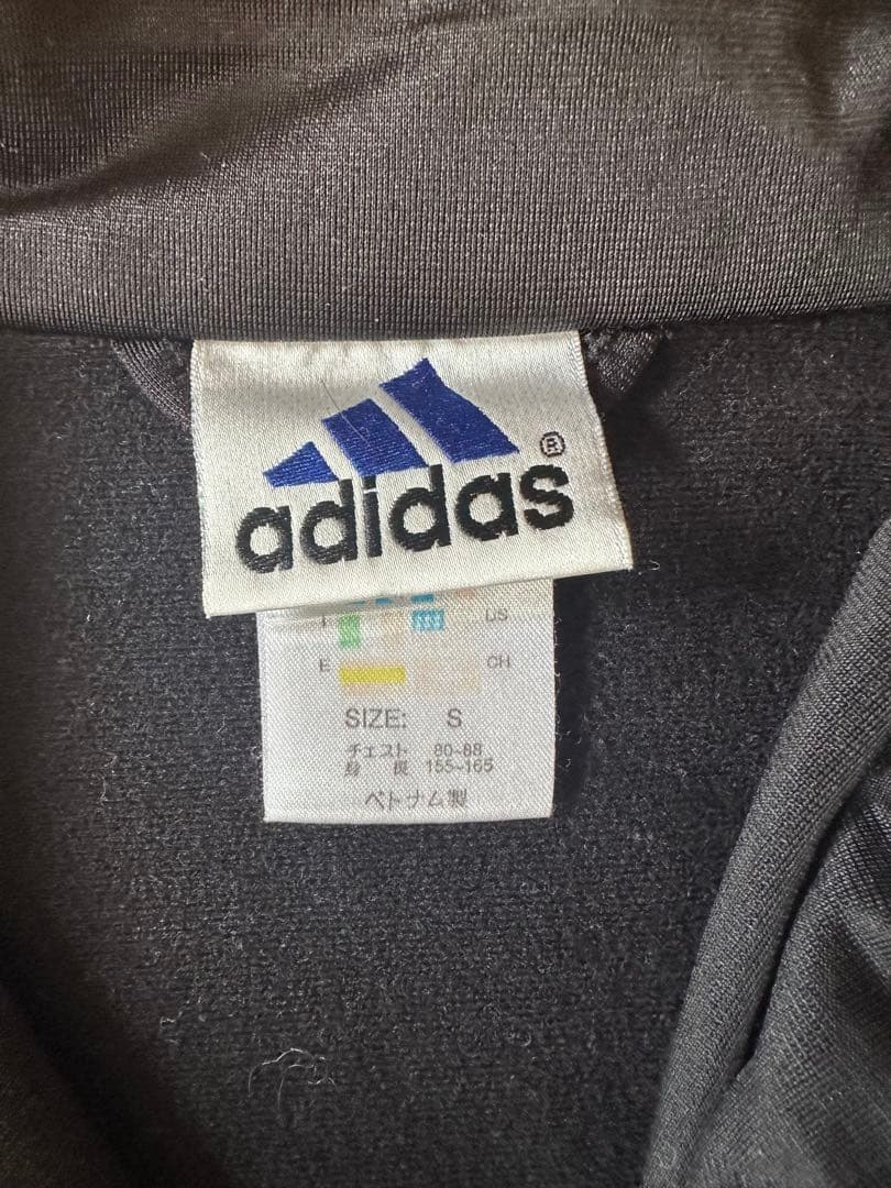 80s 万国旗タグ アディダス adidas トラックジャケット 黒 S