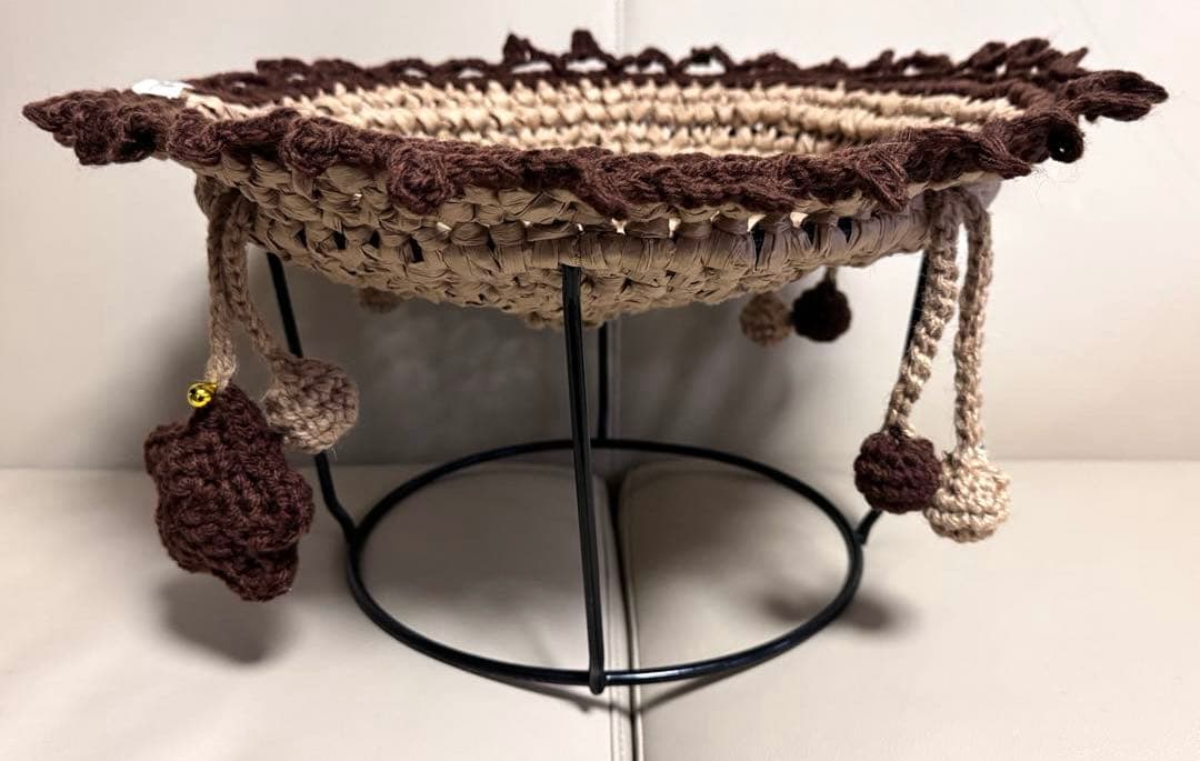 新品　ハンドメイド　猫ベッド&おもちゃ（ベージュ×ブラウン）　magoooz3