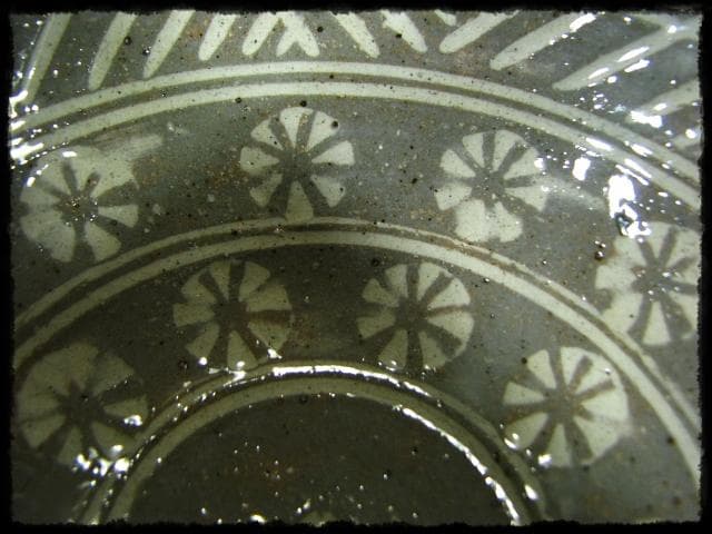 彫三島 茶碗 信楽 奥田 英山 茶道具  c571