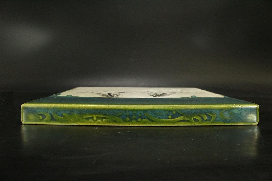 茶道具 織部 敷き瓦 瓶掛 敷き板 27.5cmx27.5cm(LC587)